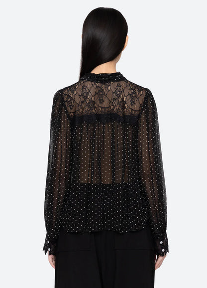 SEA NY Melody Polka Dot Blouse