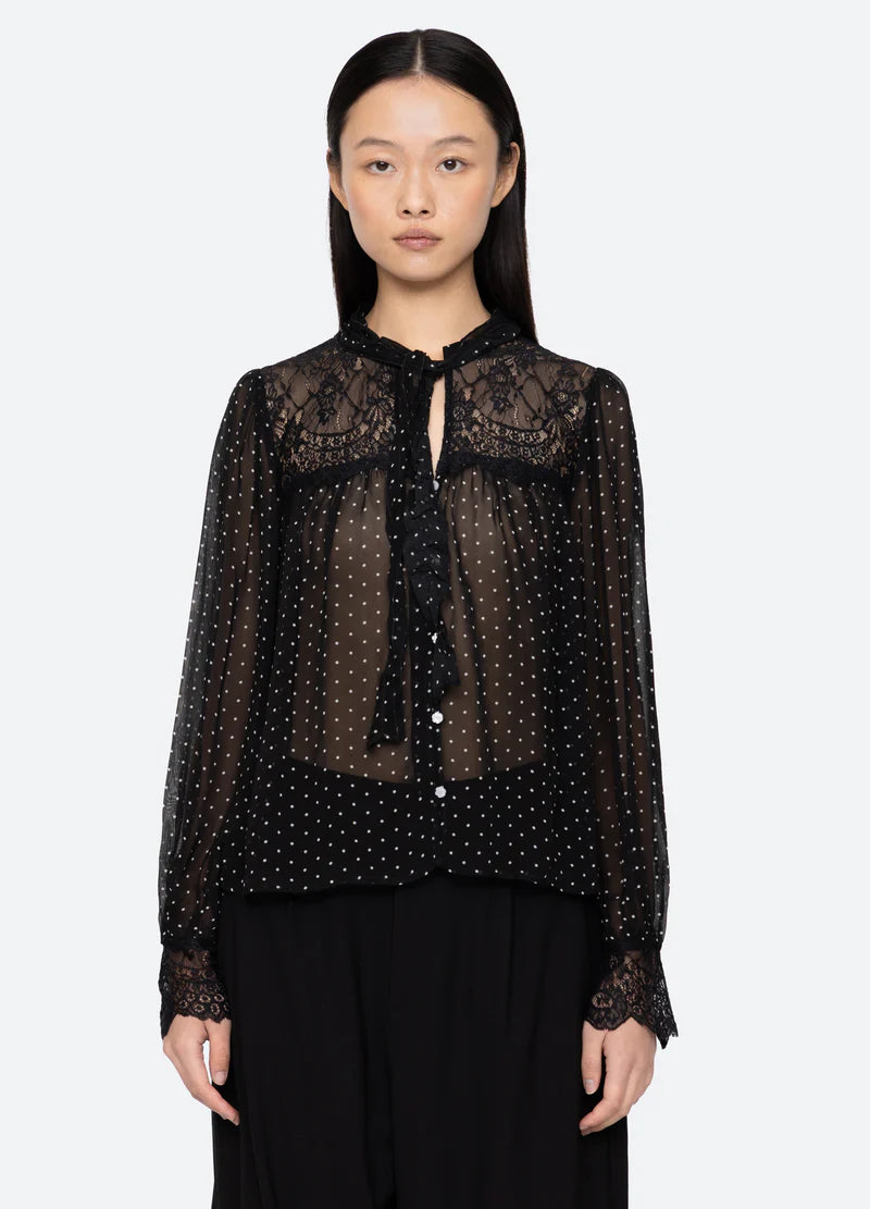 SEA NY Melody Polka Dot Blouse