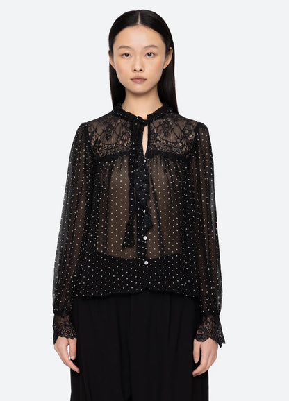 SEA NY Melody Polka Dot Blouse