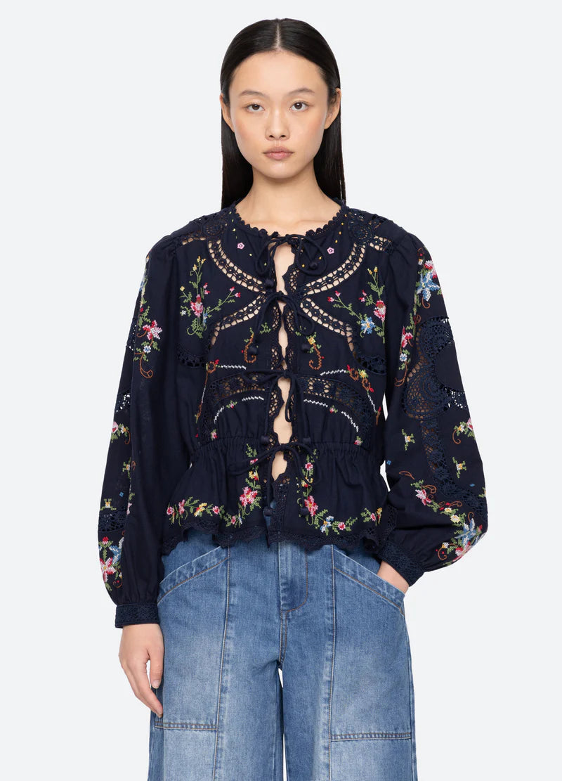 SEA NY Edwina Embroidery Top