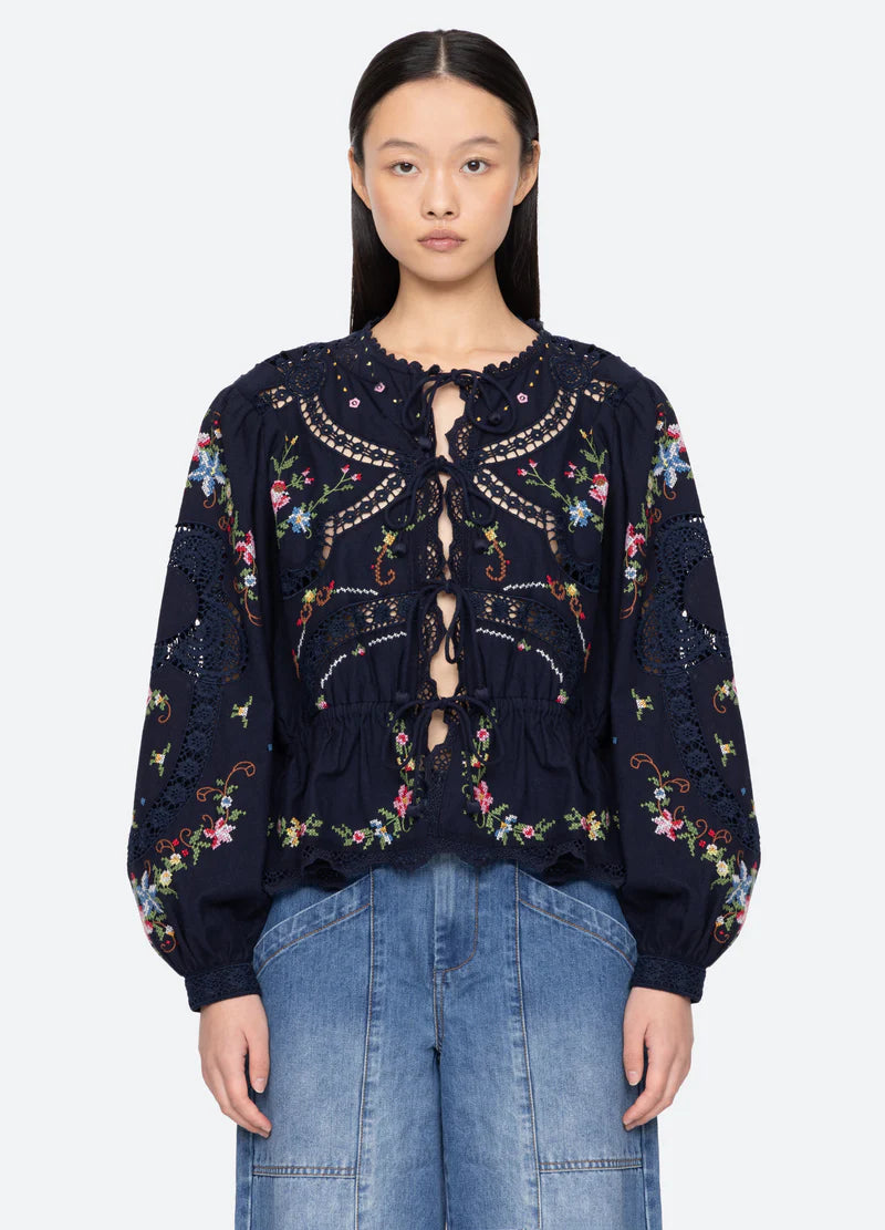 SEA NY Edwina Embroidery Top