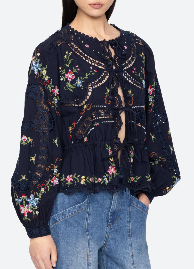 SEA NY Edwina Embroidery Top