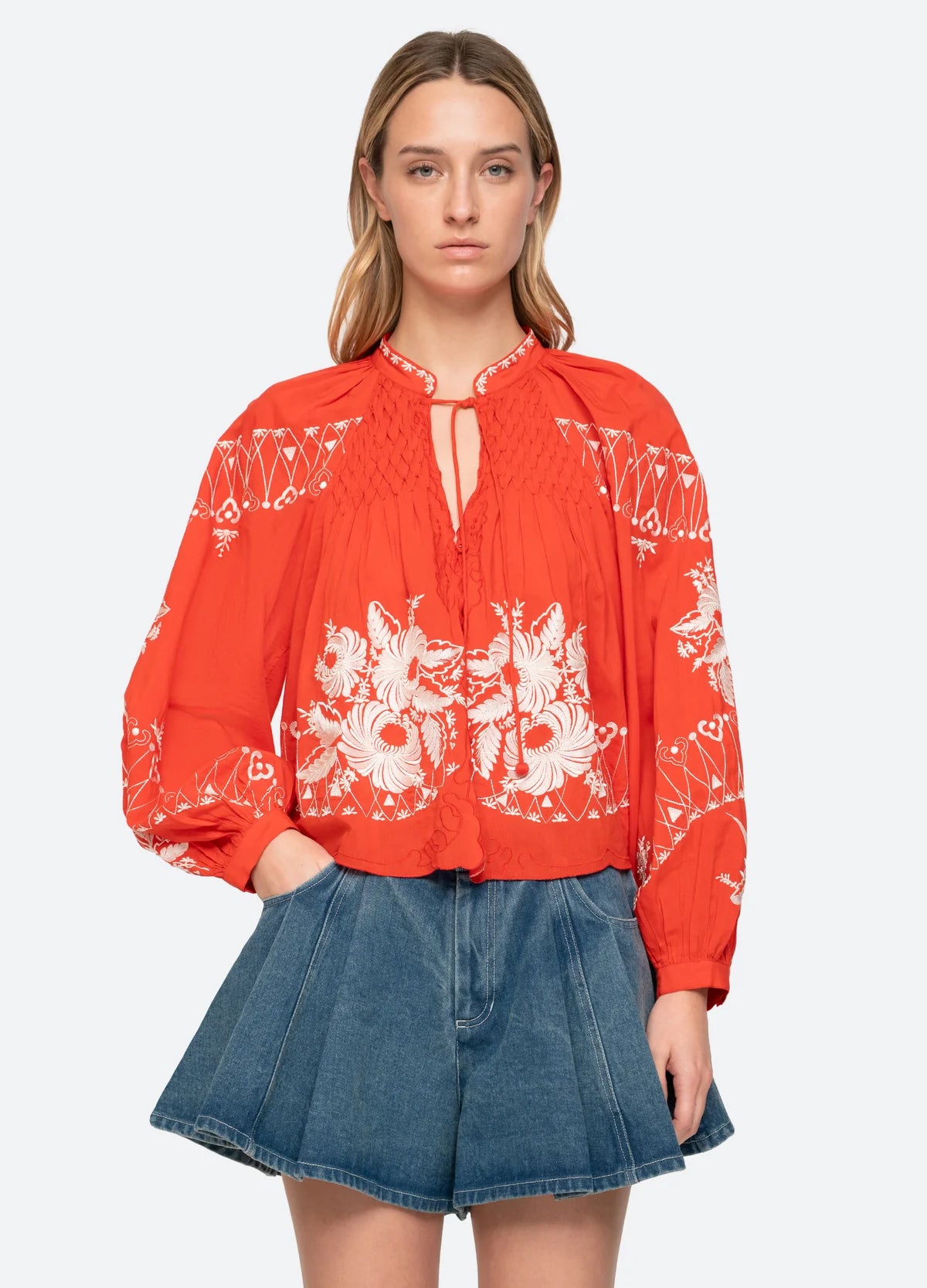 SEA NY Serafina Embroidery Blouse