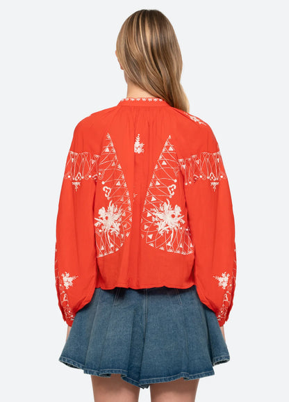 SEA NY Serafina Embroidery Blouse