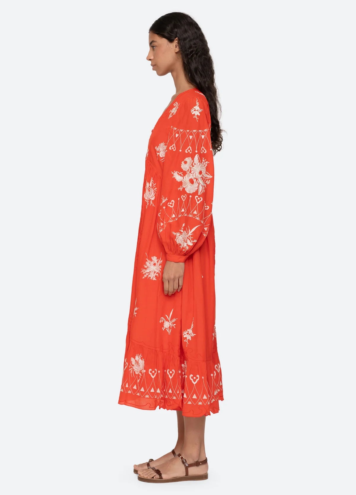 SEA NY Serafina Embroidery Midi Dress
