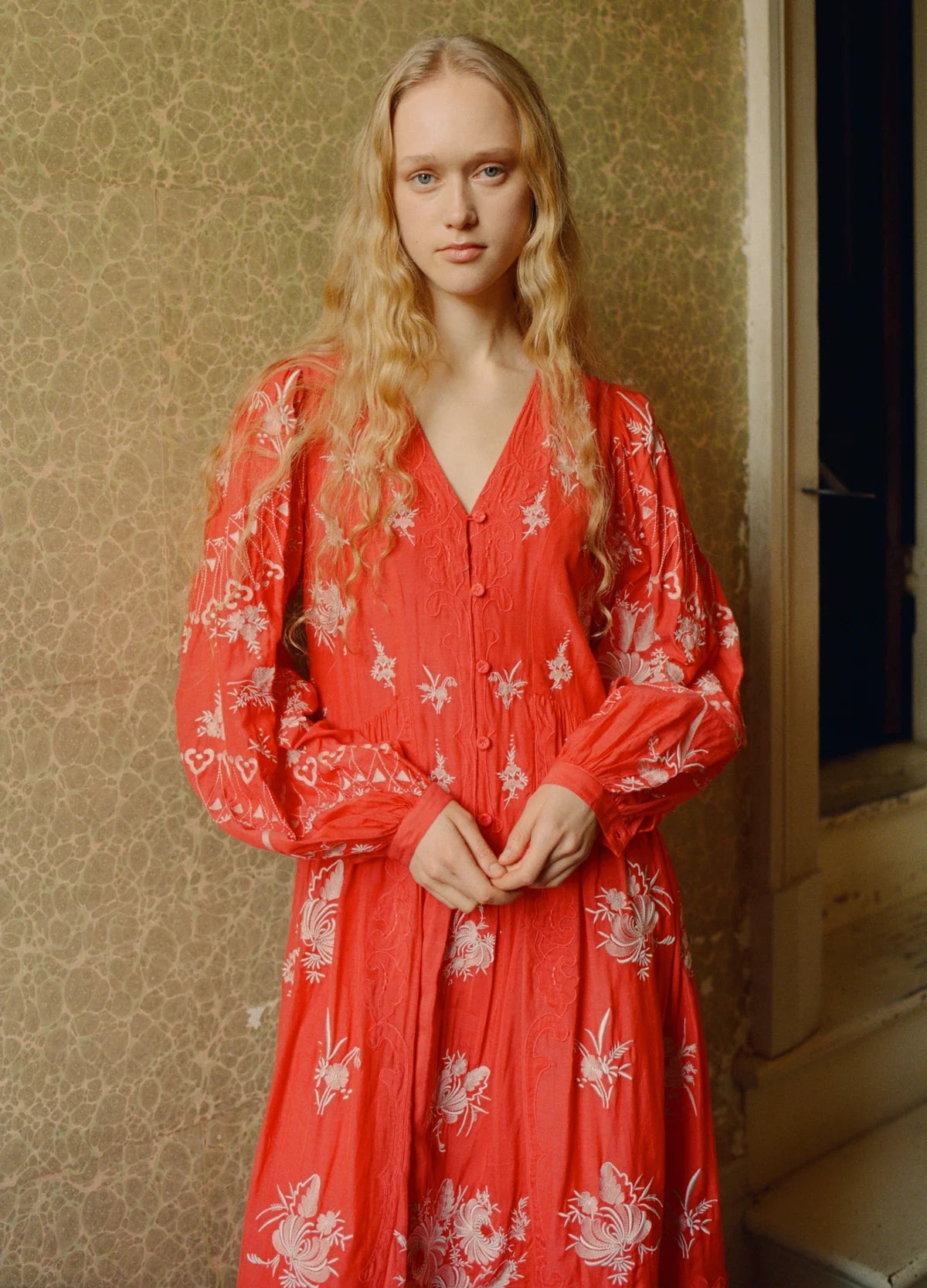 SEA NY Serafina Embroidery Midi Dress