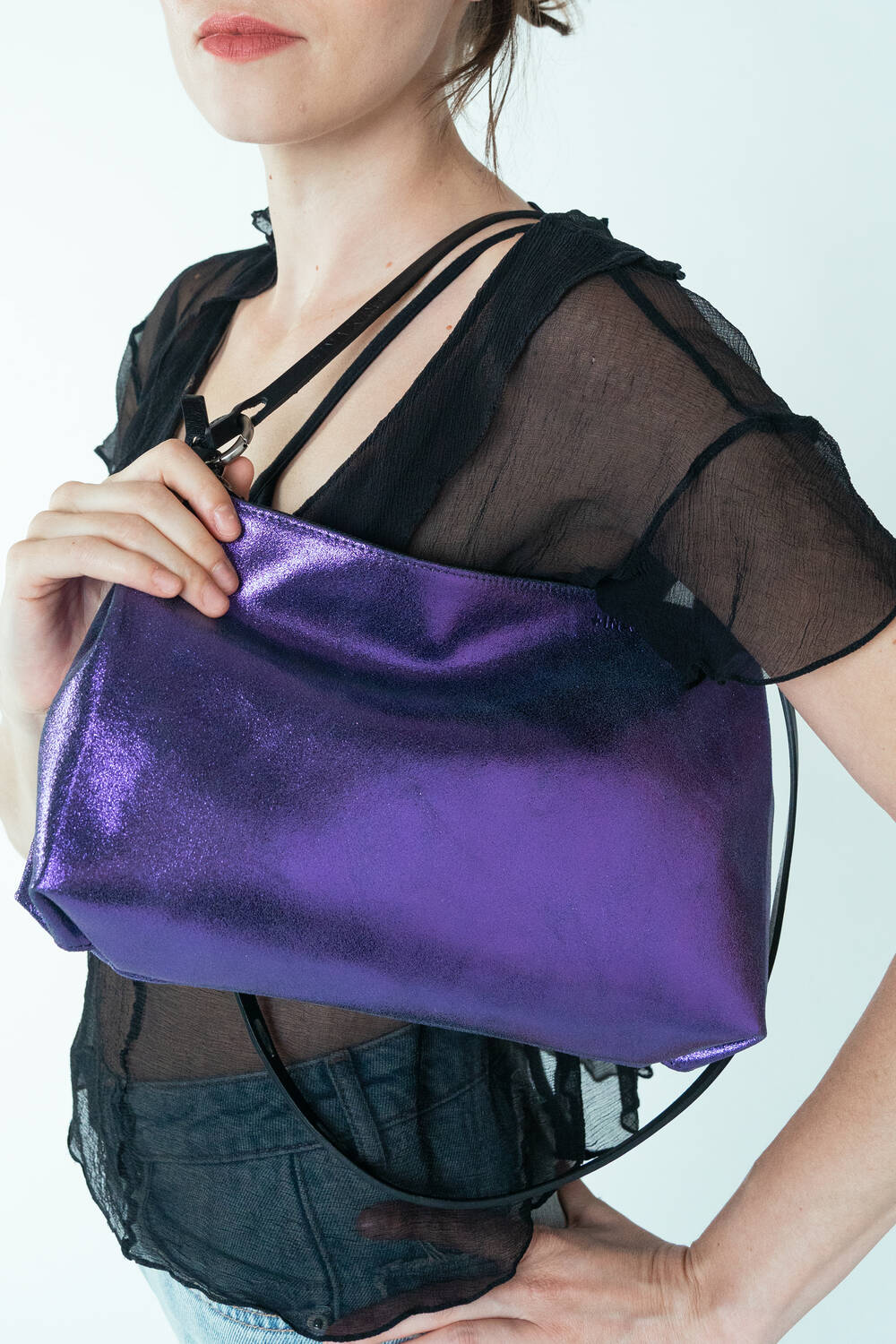 INA KENT Ornament Bag- crackled purple