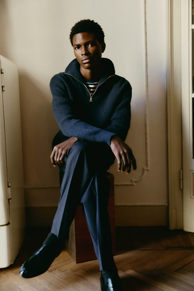 AMARÀNTO Knitted Quarter Zip Sweater