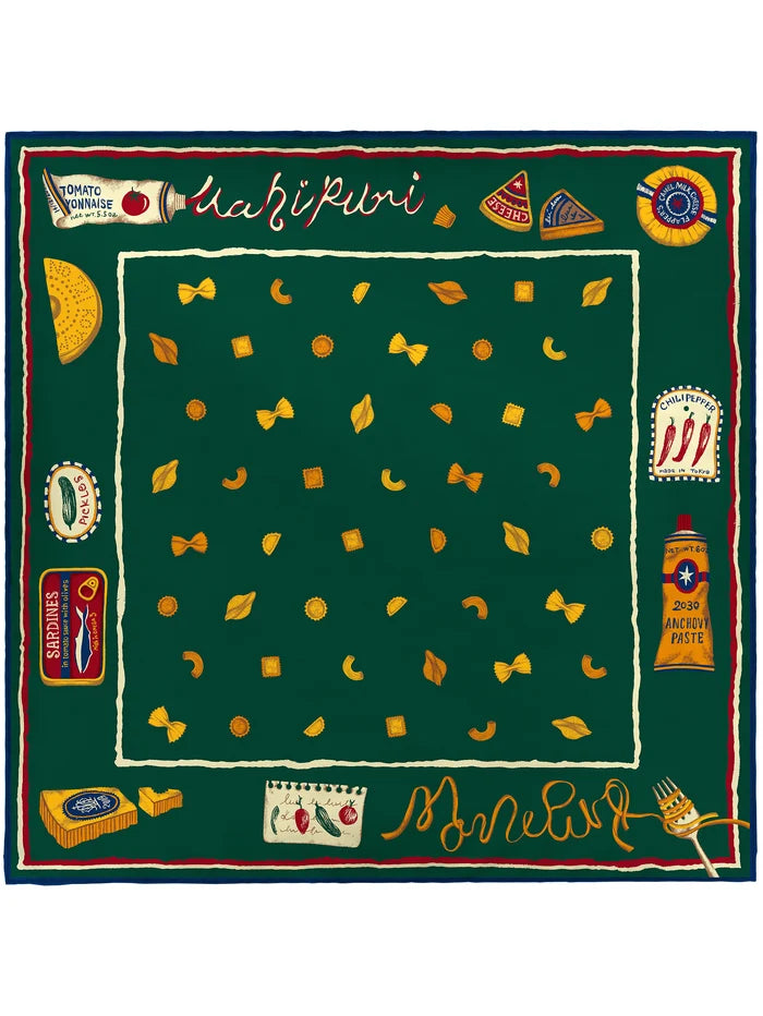 Manipuri Ravioli scarf 88x88 Green