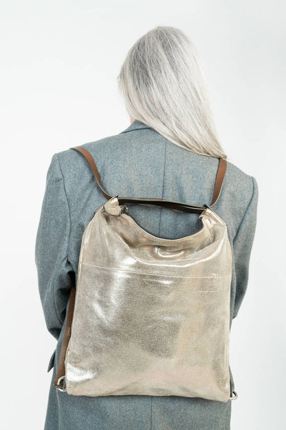 INA KENT Sher Bag- Crackled Anthra