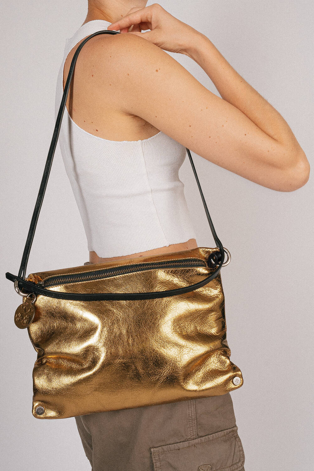 INA KENT Moonlit Bag - eco antique metallic anthra