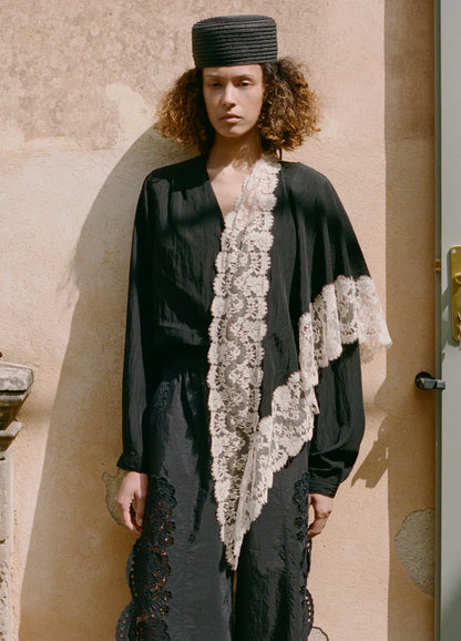 SEA NY Lisette Lace Scarf Blouse