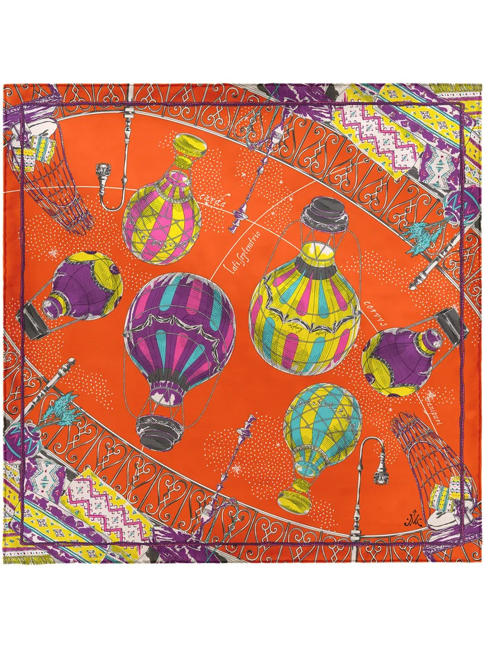 Manipuri Balloon Sky scarf 88x88 orange