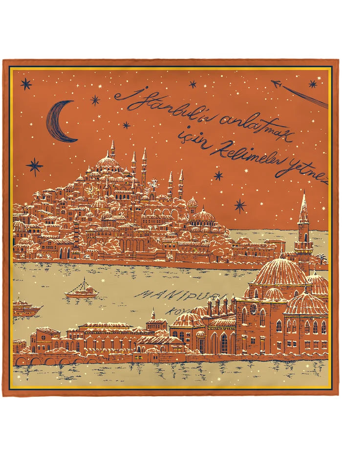 Manipuri Golden Night scarf 88x88 orange