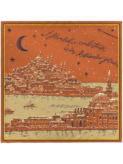 Manipuri Golden Night scarf 88x88 orange