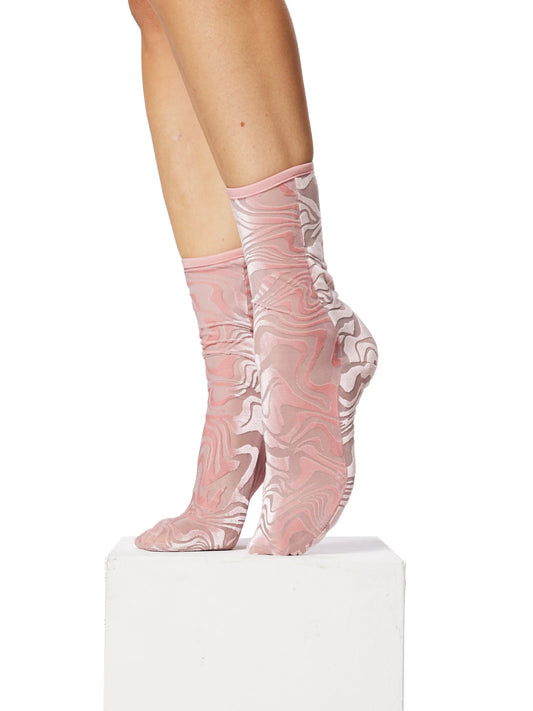 Simone Wild Devore Print Ankle Socks Bubblegum